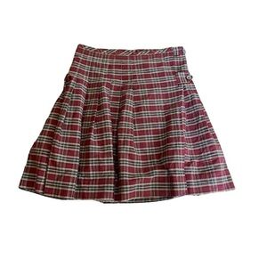Parker Red Pleated Plaid Wrap Mini Skirt Size Juniors 16